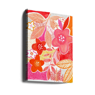 Abstract Flowers And Leaves - Stretched Canvas, Poster or Fine Art Print I Heart Wall Art