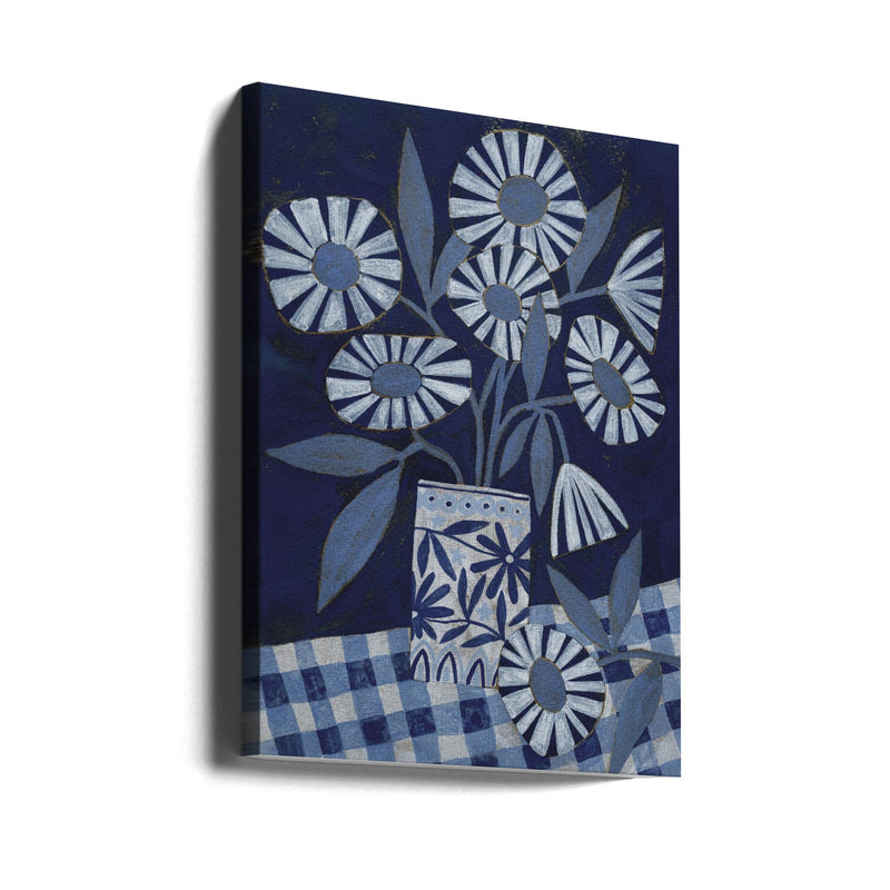 Stylized Flowers In A Decorative Vase - Stretched Canvas, Poster or Fine Art Print I Heart Wall Art