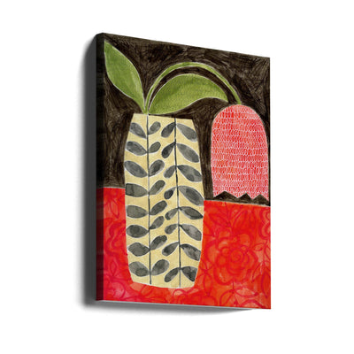 Red Tulip In A Modern Vase - Stretched Canvas, Poster or Fine Art Print I Heart Wall Art