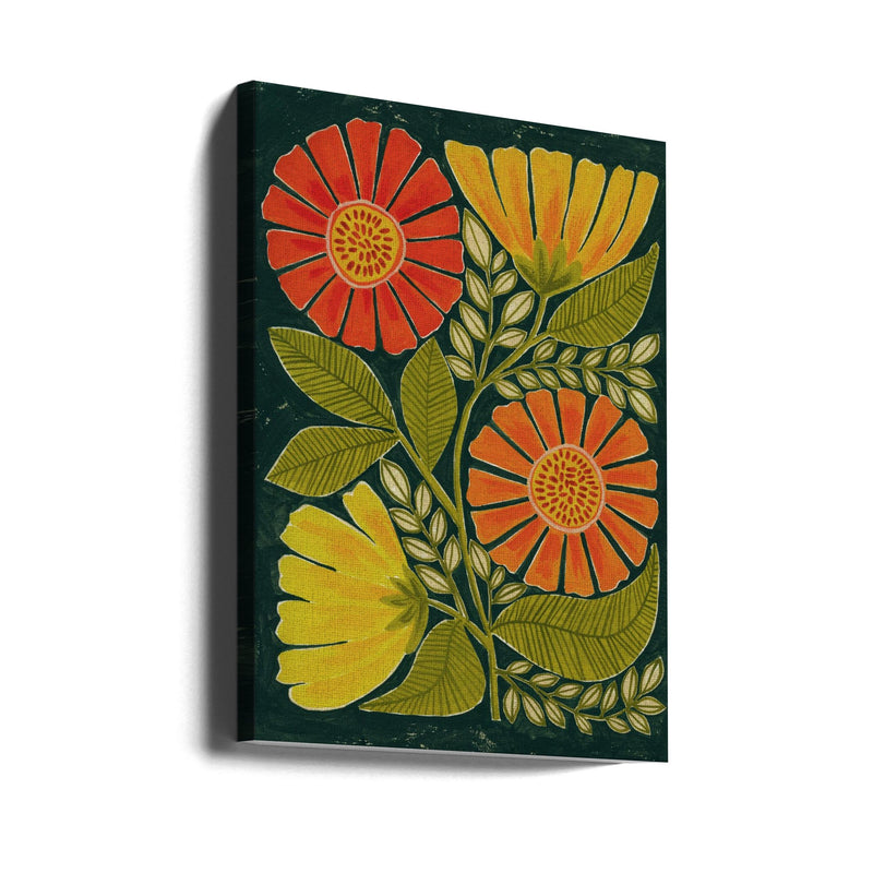 Vibrant Orange And Yellow Flowers - Stretched Canvas, Poster or Fine Art Print I Heart Wall Art