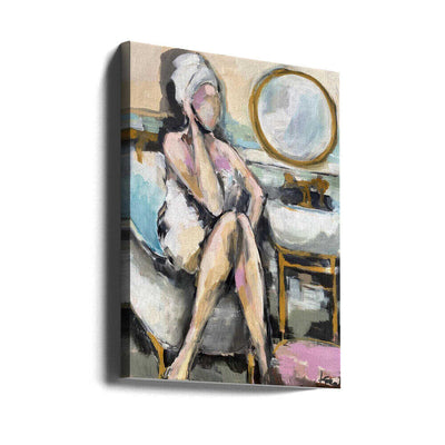 “Bathroom Conversation” - Stretched Canvas, Poster or Fine Art Print