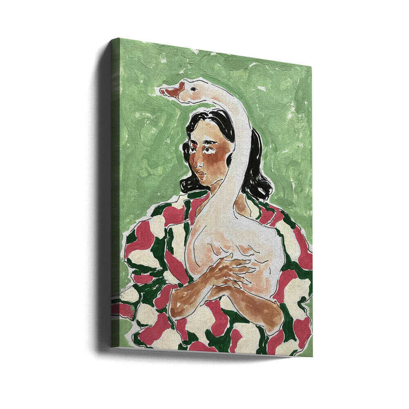 Girl With Duck - Stretched Canvas, Poster or Fine Art Print
