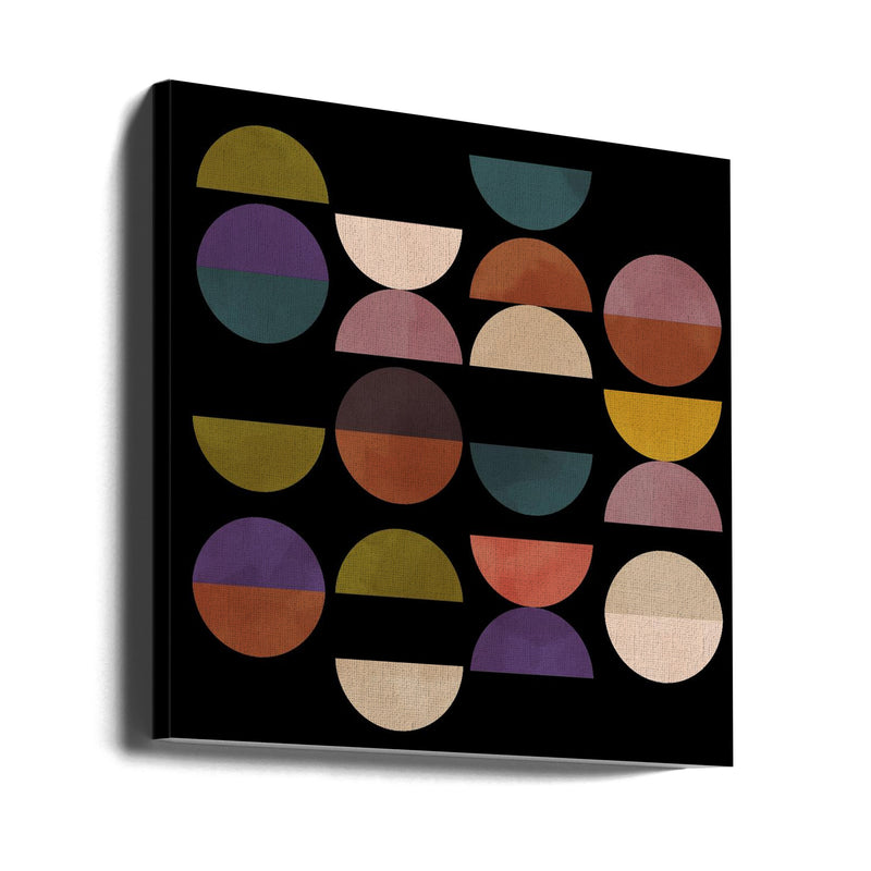 Mid Circles Terracotta Blck1 - Square Stretched Canvas, Poster or Fine Art Print I Heart Wall Art