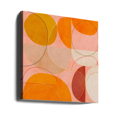 Mid Century Curry Yellow Blush Spring - Square Stretched Canvas, Poster or Fine Art Print I Heart Wall Art