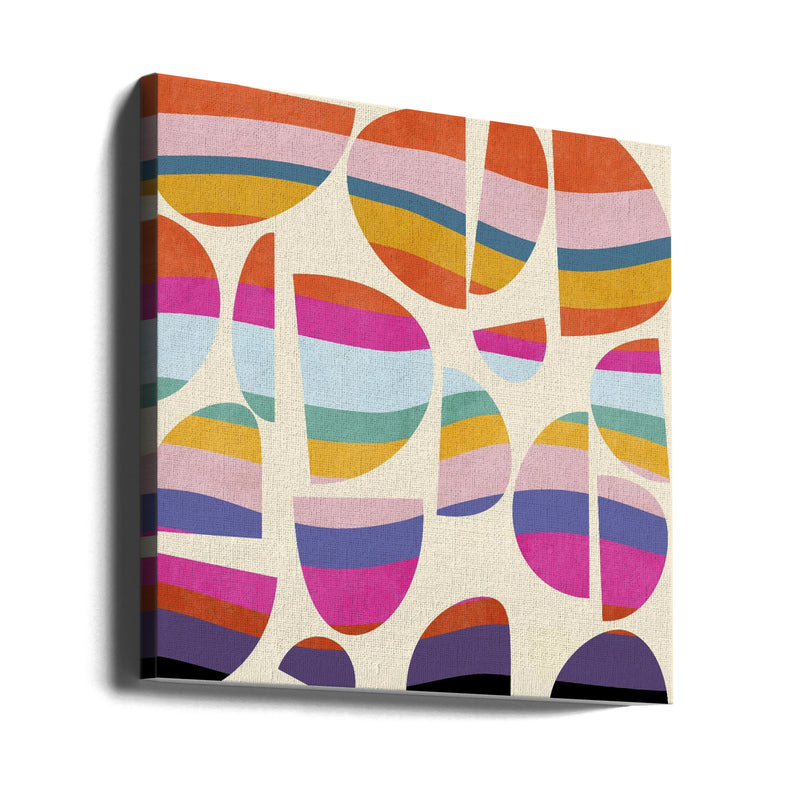 Pattern3 Mid Bunt 5 Kopie - Square Stretched Canvas, Poster or Fine Art Print I Heart Wall Art