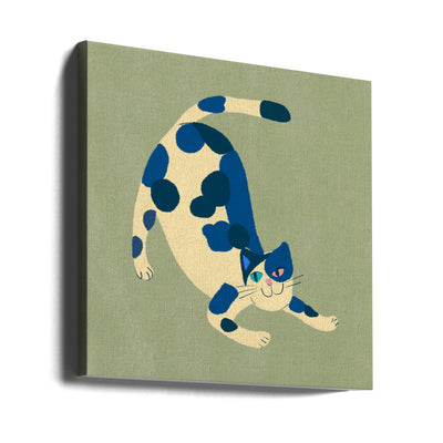 Pouncing cat - Square Stretched Canvas, Poster or Fine Art Print I Heart Wall Art