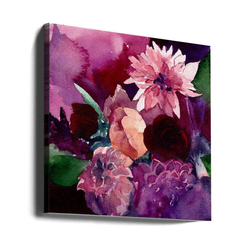 Dahlias Small - Square Stretched Canvas, Poster or Fine Art Print I Heart Wall Art