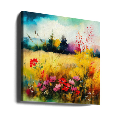 Idyllic Meadow (2) - Square Stretched Canvas, Poster or Fine Art Print I Heart Wall Art