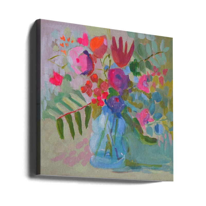 Neon Floral - Square Stretched Canvas, Poster or Fine Art Print I Heart Wall Art