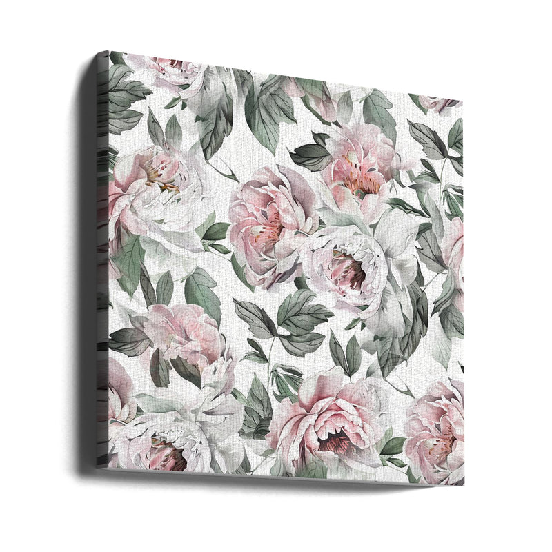 Watercolor Botany Floral Art 7 - Square Stretched Canvas, Poster or Fine Art Print I Heart Wall Art