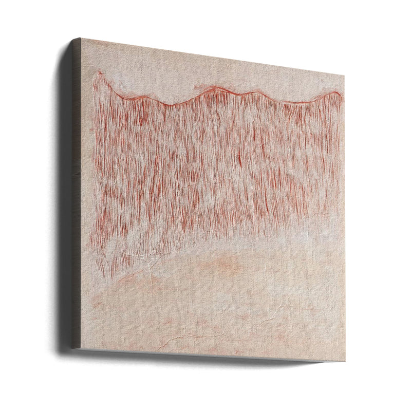 Crimson Wavescape - Square Stretched Canvas, Poster or Fine Art Print I Heart Wall Art