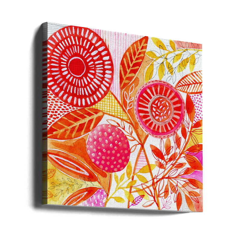 Layered Botanical Watercolour - Square Stretched Canvas, Poster or Fine Art Print I Heart Wall Art