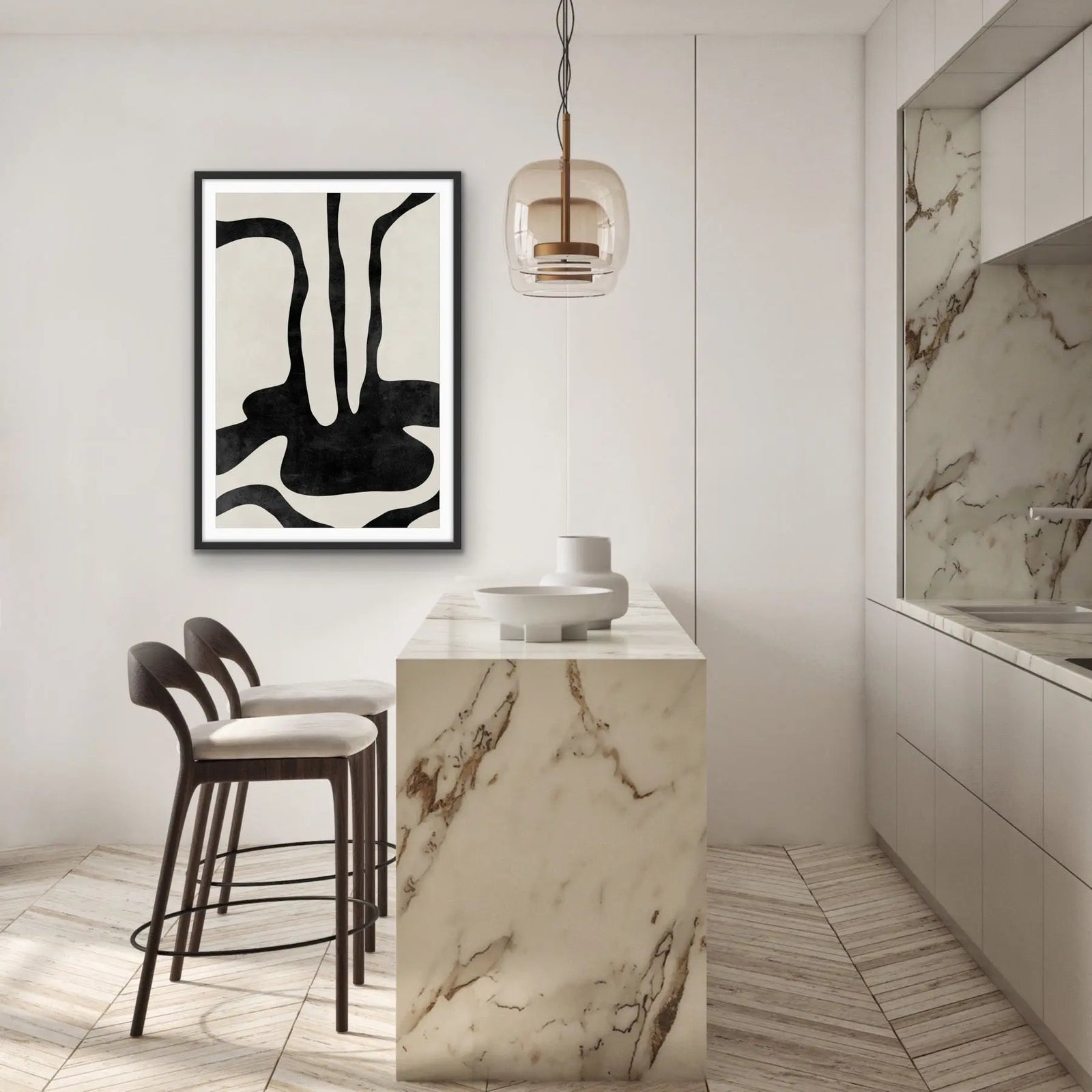 Canyon-  Black and White Contemporary Geometric Shape Artwork Collection - Ola Collection - I Heart Wall Art