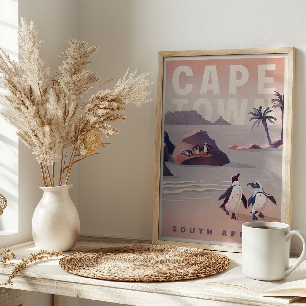 Cape Town South Africa Vintage Travel Art - Stretched Canvas, Poster or Fine Art Print I Heart Wall Art