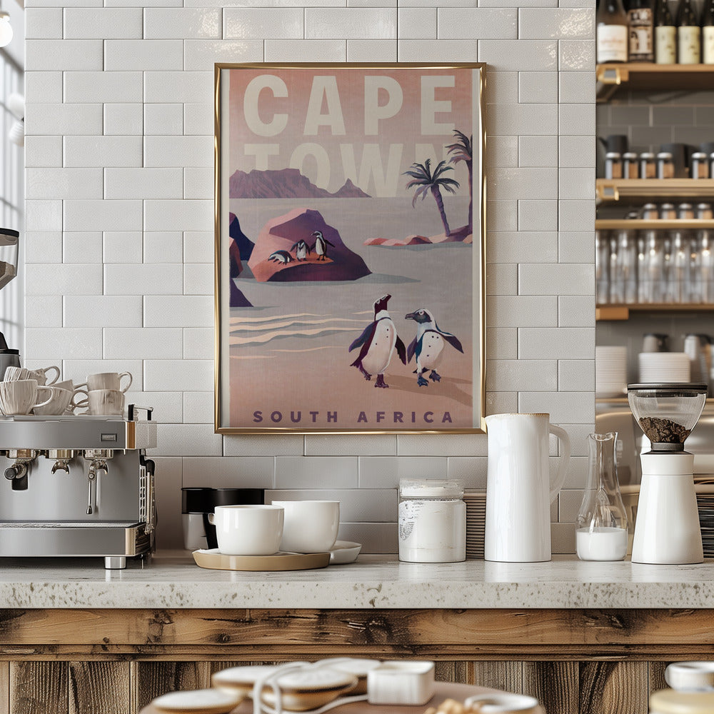 Cape Town South Africa Vintage Travel Art - Stretched Canvas, Poster or Fine Art Print I Heart Wall Art