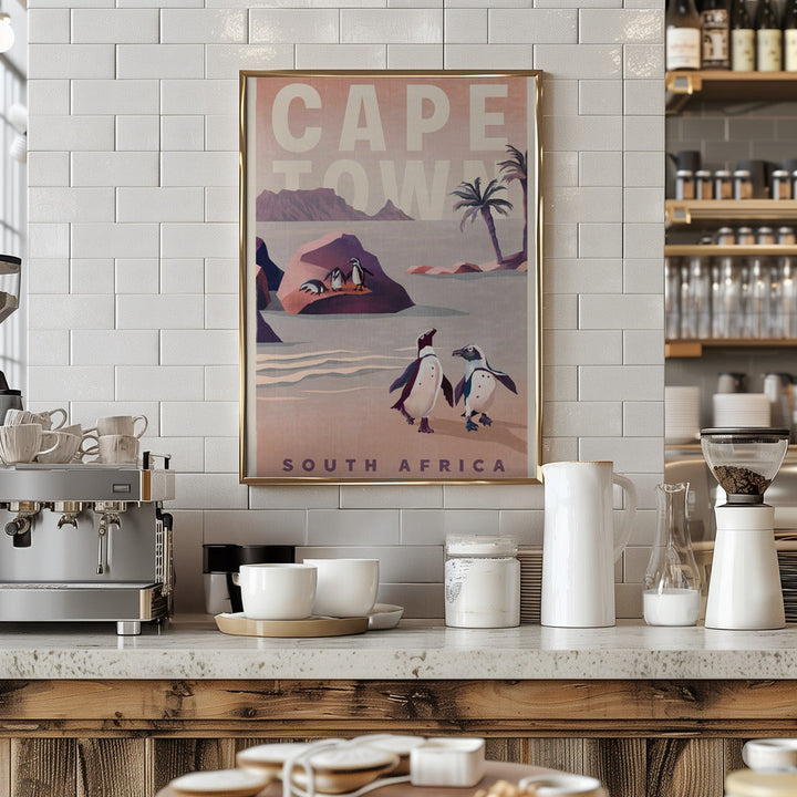 Cape Town South Africa Vintage Travel Art - Stretched Canvas, Poster or Fine Art Print I Heart Wall Art