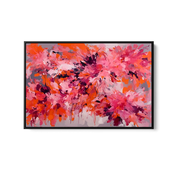 Casanova - Orange and Pink Abstract Floral Stretched Canvas Print or Framed Fine Art Print - Artwork I Heart Wall Art Australia
