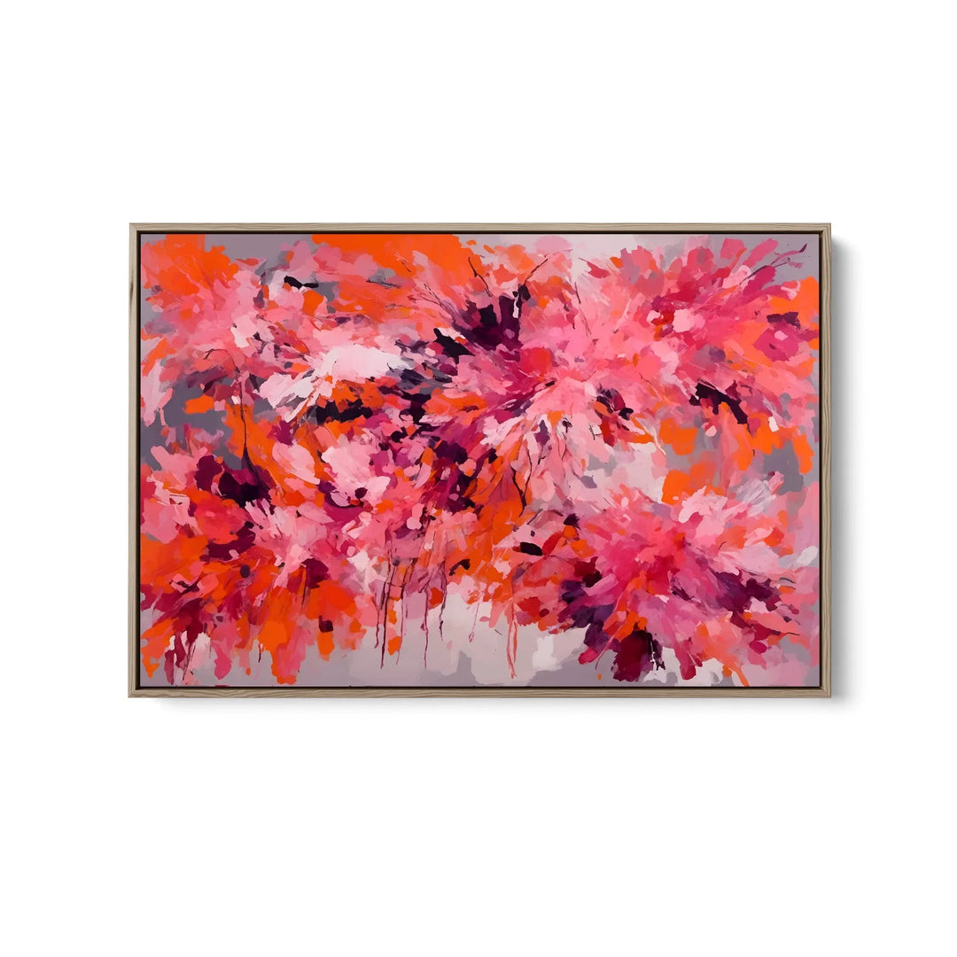 Casanova - Orange and Pink Abstract Floral Stretched Canvas Print or Framed Fine Art Print - Artwork I Heart Wall Art Australia