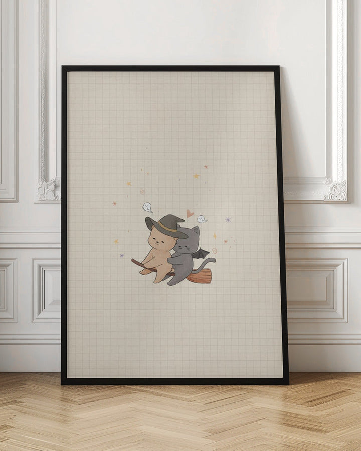 Cat and Dog In Halloween - Stretched Canvas, Poster or Fine Art Print I Heart Wall Art