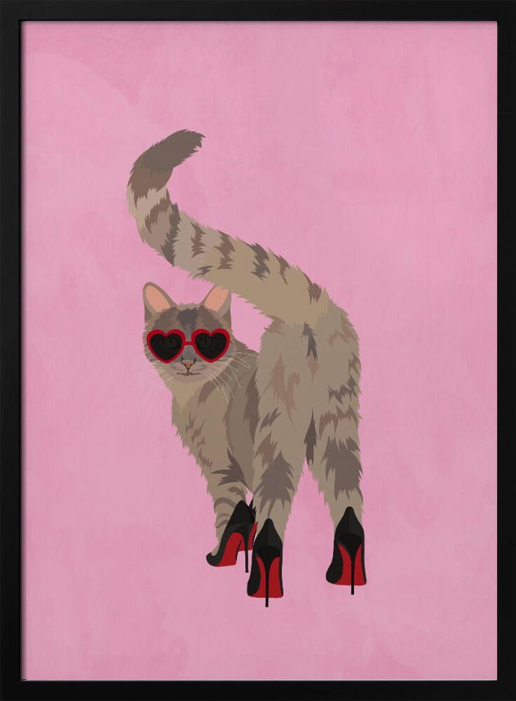 Cat in heels - Stretched Canvas, Poster or Fine Art Print - I Heart Wall Art - Poster Print, Canvas Print or Framed Art Print