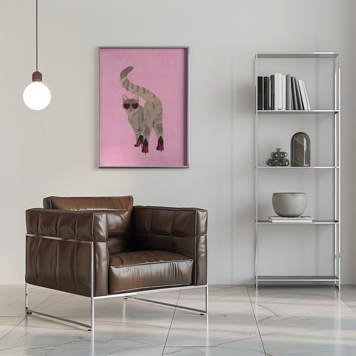 Cat in heels - Stretched Canvas, Poster or Fine Art Print - I Heart Wall Art - Poster Print, Canvas Print or Framed Art Print