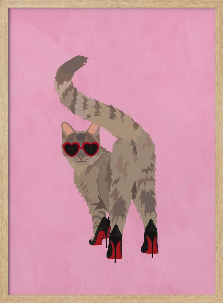 Cat in heels - Stretched Canvas, Poster or Fine Art Print - I Heart Wall Art - Poster Print, Canvas Print or Framed Art Print