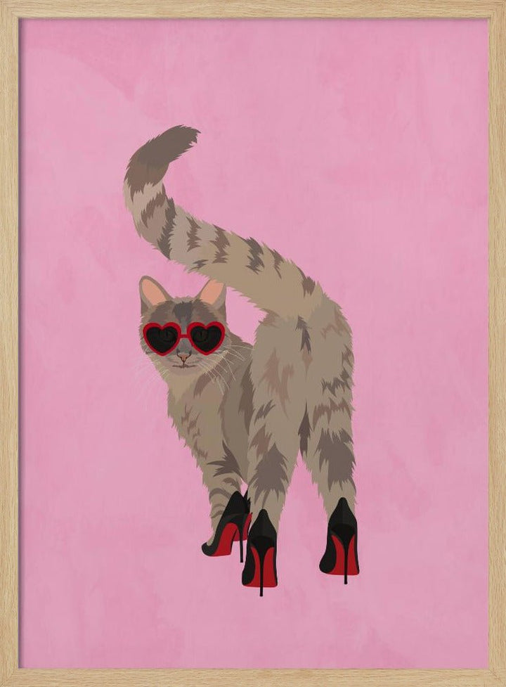 Cat in heels - Stretched Canvas, Poster or Fine Art Print - I Heart Wall Art - Poster Print, Canvas Print or Framed Art Print