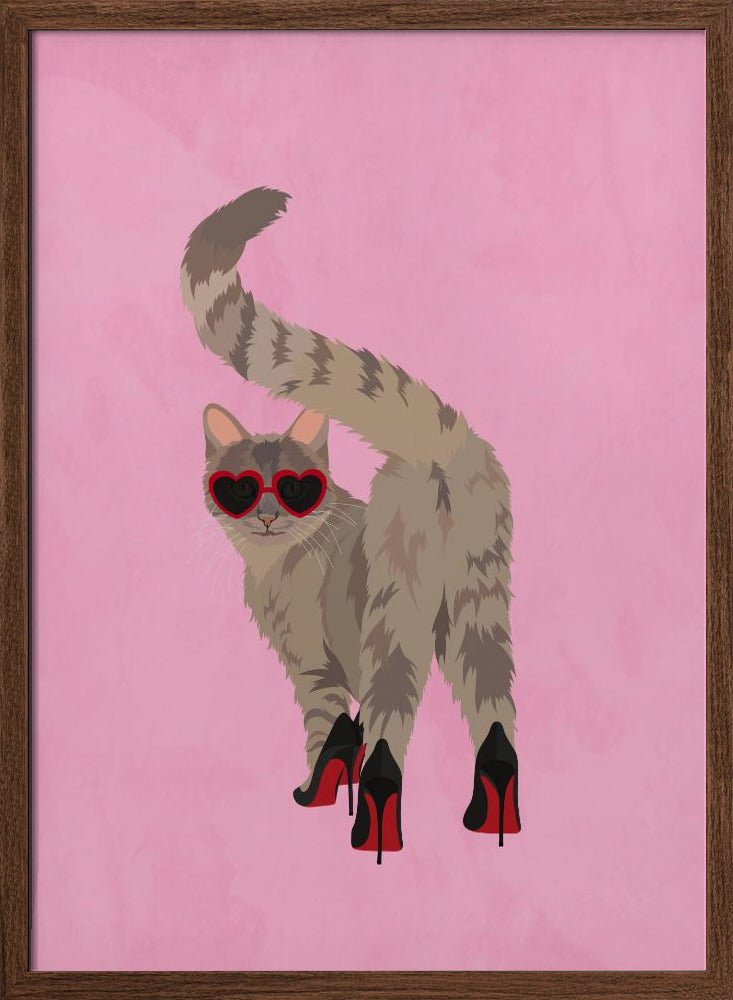 Cat in heels - Stretched Canvas, Poster or Fine Art Print - I Heart Wall Art - Poster Print, Canvas Print or Framed Art Print