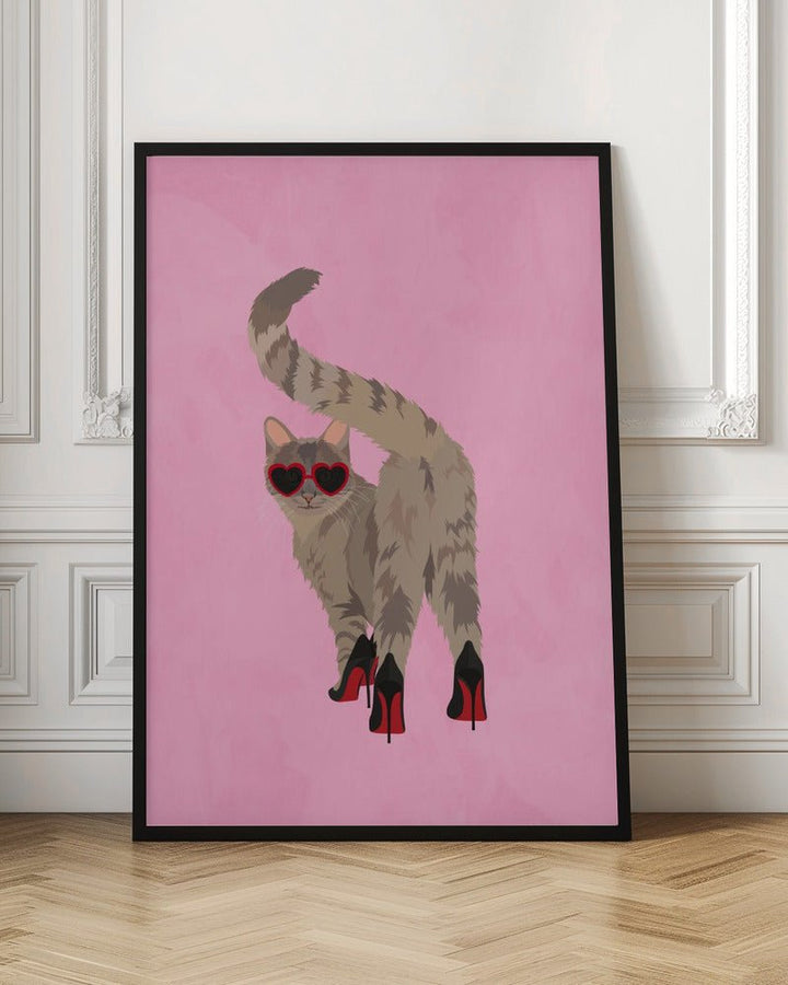 Cat in heels - Stretched Canvas, Poster or Fine Art Print - I Heart Wall Art - Poster Print, Canvas Print or Framed Art Print