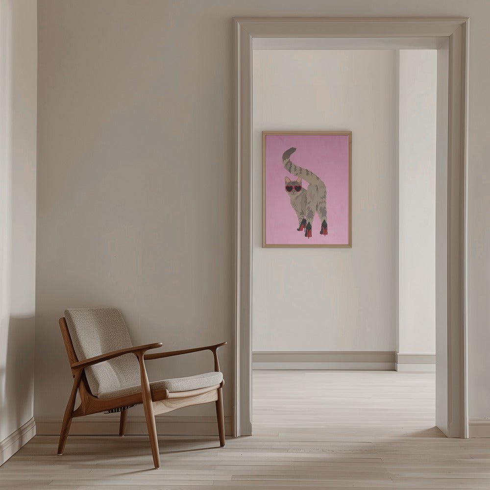 Cat in heels - Stretched Canvas, Poster or Fine Art Print - I Heart Wall Art - Poster Print, Canvas Print or Framed Art Print