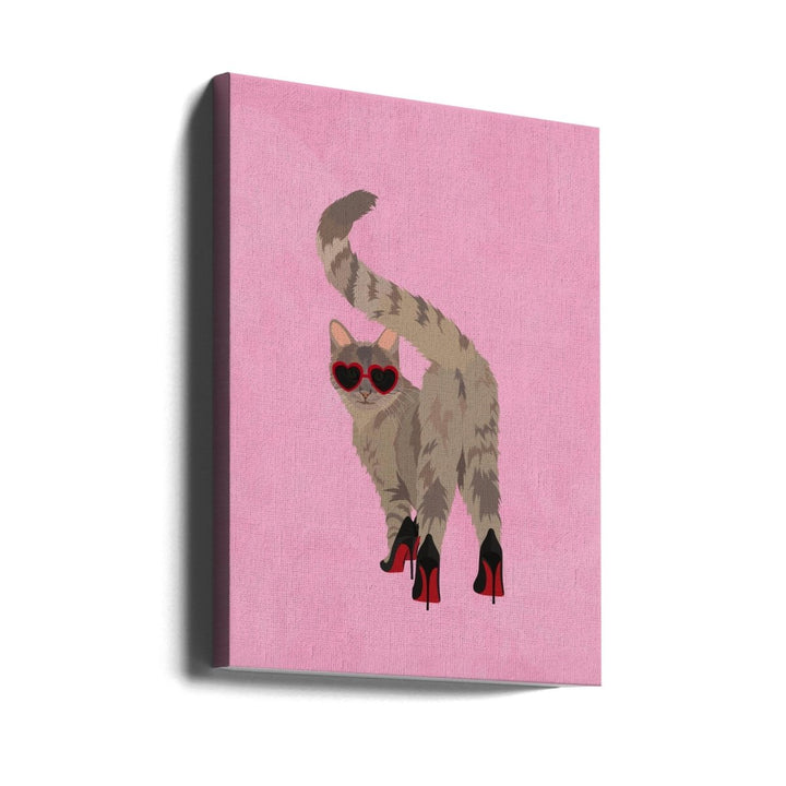 Cat in heels - Stretched Canvas, Poster or Fine Art Print - I Heart Wall Art - Poster Print, Canvas Print or Framed Art Print