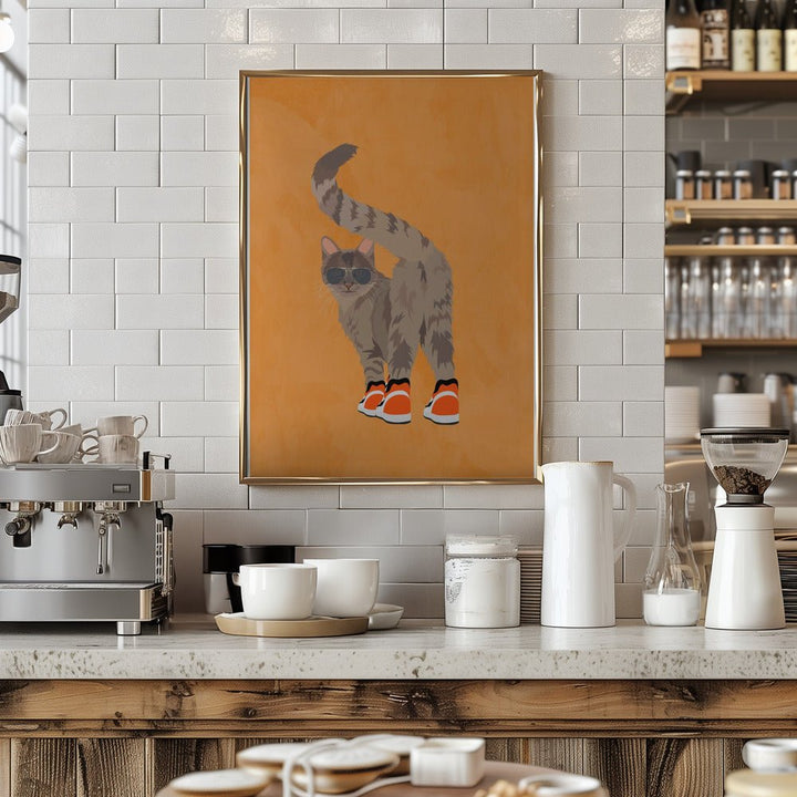 Cat wearing sneakers - Stretched Canvas, Poster or Fine Art Print - I Heart Wall Art - Poster Print, Canvas Print or Framed Art Print
