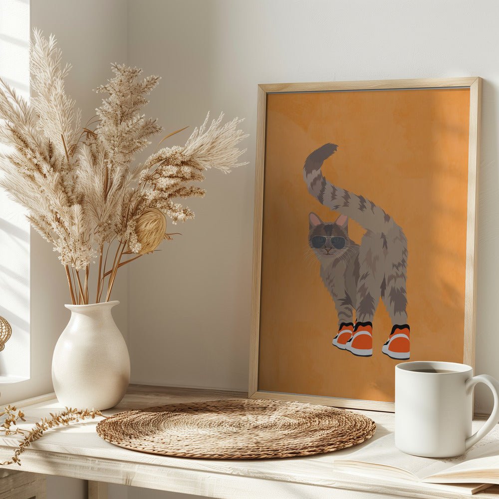 Cat wearing sneakers - Stretched Canvas, Poster or Fine Art Print - I Heart Wall Art - Poster Print, Canvas Print or Framed Art Print