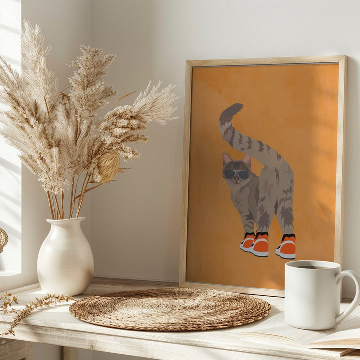 Cat wearing sneakers - Stretched Canvas, Poster or Fine Art Print - I Heart Wall Art - Poster Print, Canvas Print or Framed Art Print