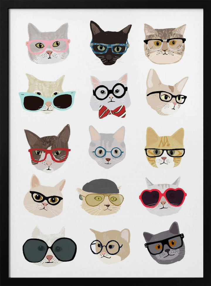 Cats With Glasses - Stretched Canvas, Poster or Fine Art Print I Heart Wall Art