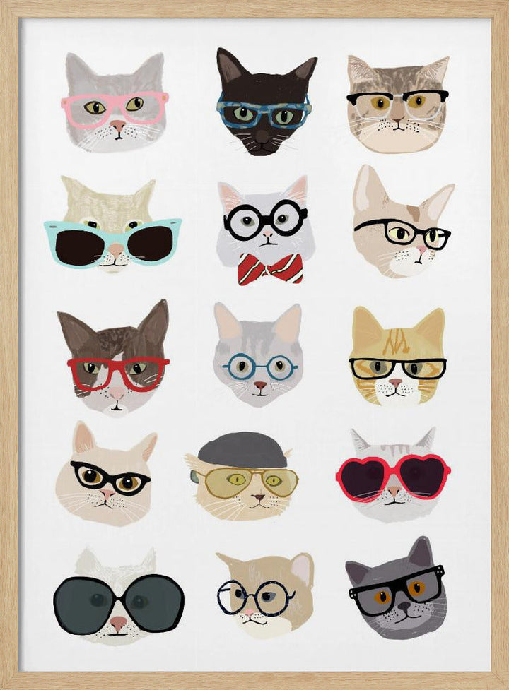Cats With Glasses - Stretched Canvas, Poster or Fine Art Print I Heart Wall Art