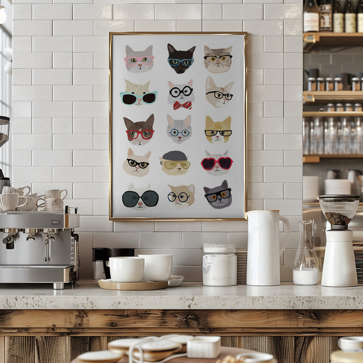 Cats With Glasses - Stretched Canvas, Poster or Fine Art Print I Heart Wall Art