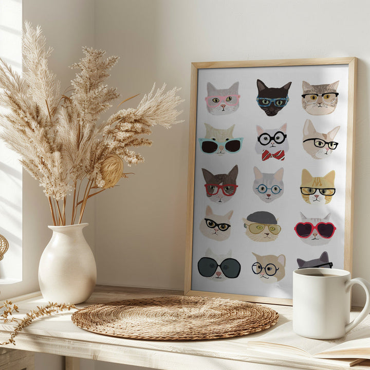 Cats With Glasses - Stretched Canvas, Poster or Fine Art Print I Heart Wall Art