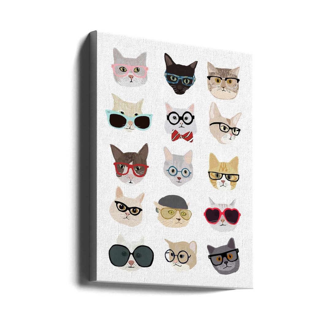 Cats With Glasses - Stretched Canvas, Poster or Fine Art Print I Heart Wall Art