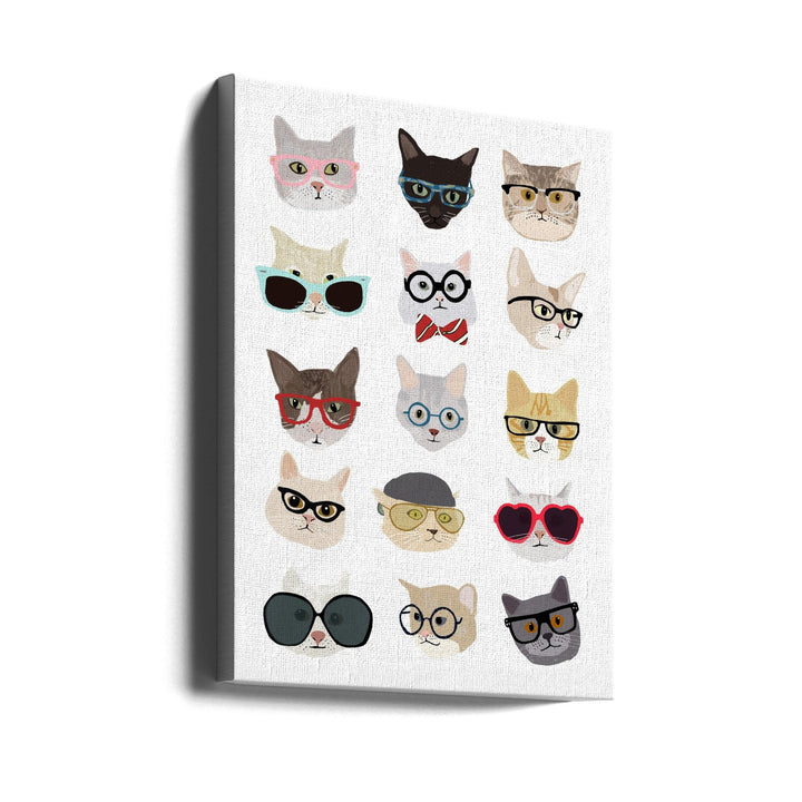Cats With Glasses - Stretched Canvas, Poster or Fine Art Print I Heart Wall Art
