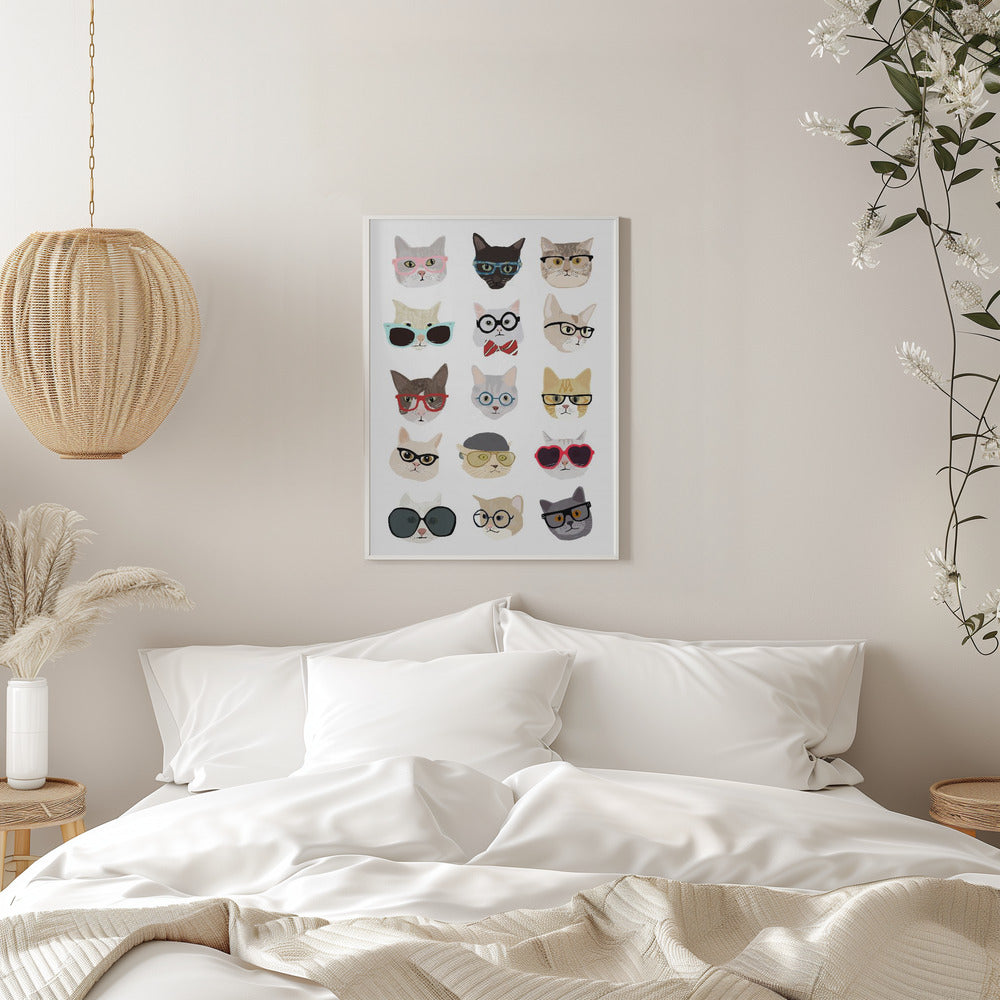 Cats With Glasses - Stretched Canvas, Poster or Fine Art Print I Heart Wall Art