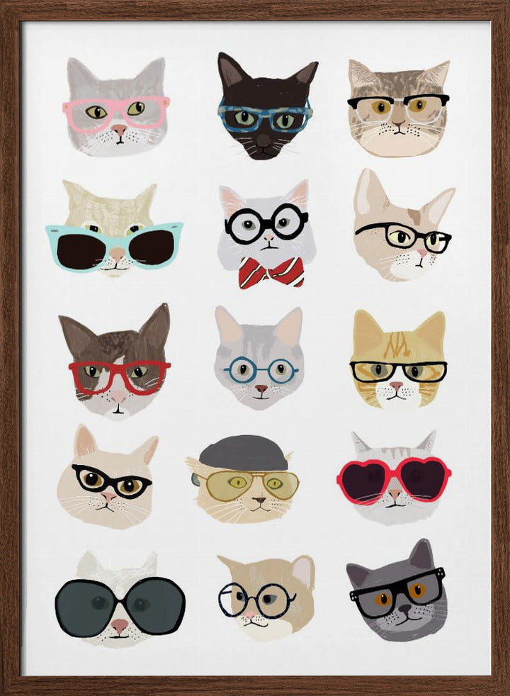 Cats With Glasses - Stretched Canvas, Poster or Fine Art Print I Heart Wall Art