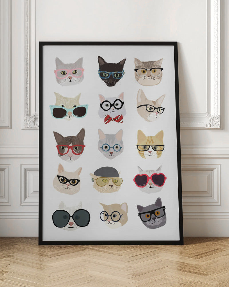 Cats With Glasses - Stretched Canvas, Poster or Fine Art Print I Heart Wall Art