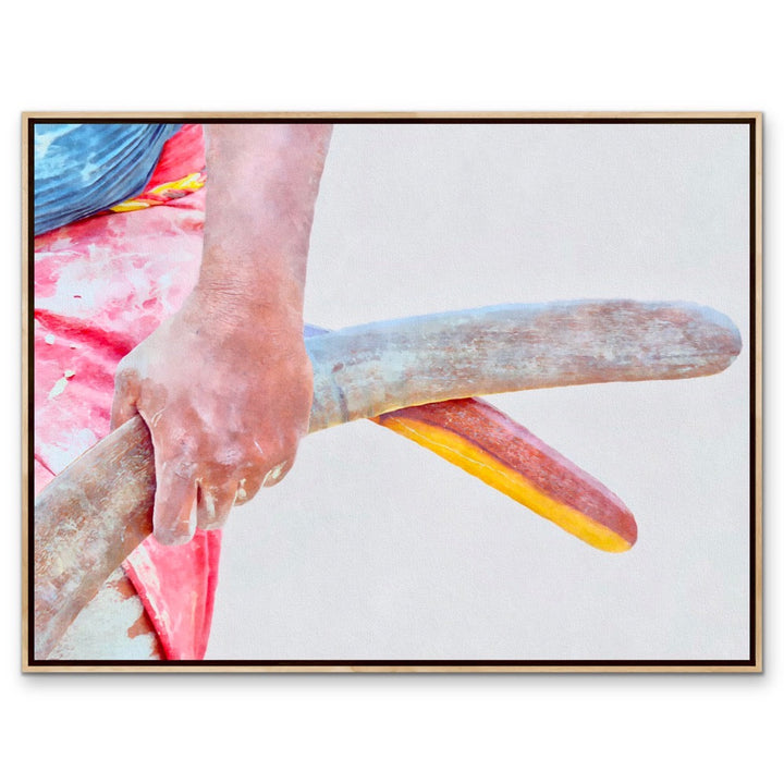 Ceremonial I - Watercolour Red Australian Aboriginal Boomerang Print