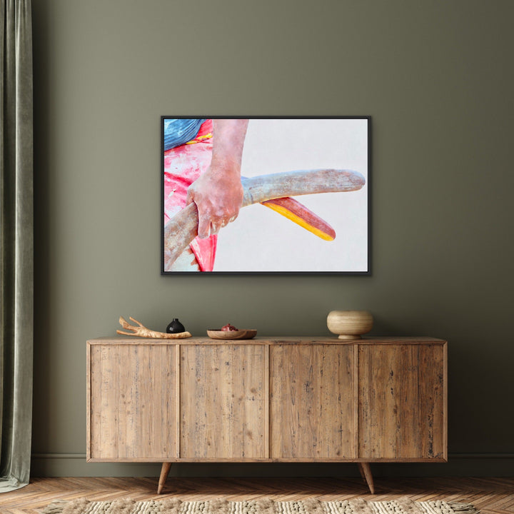 Ceremonial I - Watercolour Red Australian Aboriginal Boomerang Print