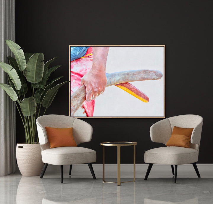 Ceremonial I - Watercolour Red Australian Aboriginal Boomerang Print