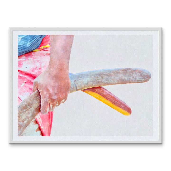 Ceremonial I - Watercolour Red Australian Aboriginal Boomerang Print