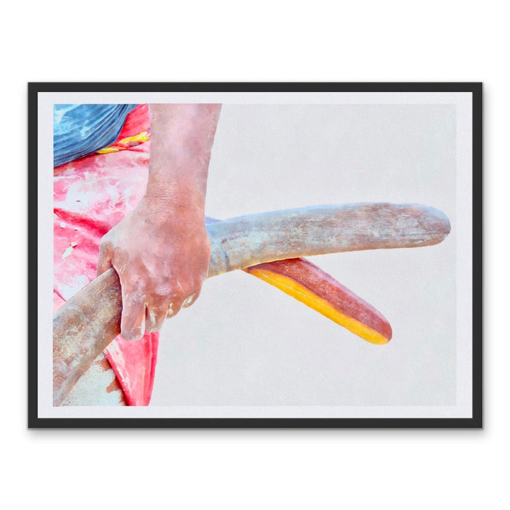 Ceremonial I - Watercolour Red Australian Aboriginal Boomerang Print