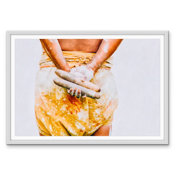 Ceremonial II - Watercolour Yellow Australian Aboriginal Print