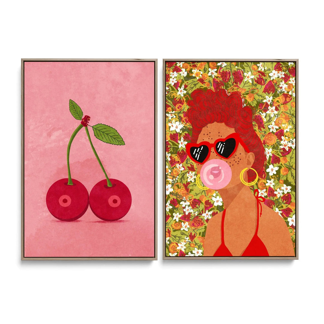 Cerry Boobs and Strawbeery Lady by Raissa Oltmanns- Two Piece Stretched Canvas or Art Print Set Diptych I Heart Wall Art Australia 